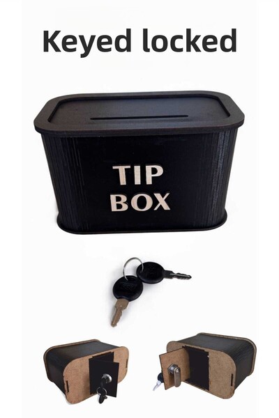 UNT صندوق خشبي أسود بتصميم عصري مزخرف مع قفل ومفتاحين