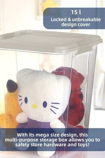 MOİ 2-Pack Megabox 15L Storage Container - Multi-Purpose Organizer with Locking Lid Pantry Storage Storage Box