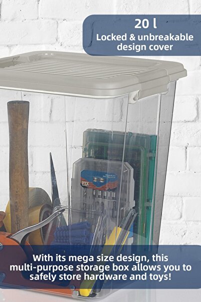 MOİ 2-Pack Megabox 20L Storage Container - Multi-Purpose Organizer with Locking Lid Pantry Storage Toy Box