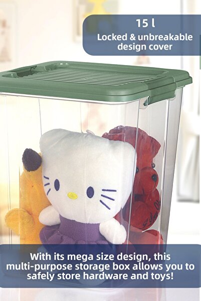 MOİ 2-Pack Megabox 15L Storage Container - Multi-Purpose Organizer with Locking Lid Pantry Storage Storage Box