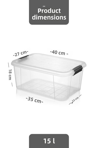 MOİ 2-Pack Mega 15L Flour and Grain Container - Bathroom Organizer with Lockable Lid, Detergent Holder Storage Box