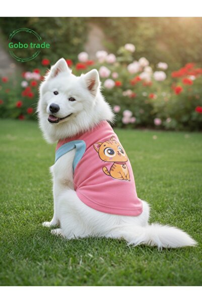 Gobo Candy Pink Color Cat and Dog Outfit Dress Yellow Cat Printed Large/L/Size 3