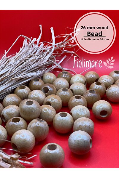 Fiolimore Mărgele din lemn lăcuit de 26 mm (10 bucăți) Mărgele rotunde din le...