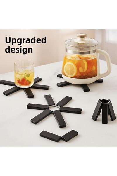 obrigado Non-Slip Material Insulated Foldable Black Trivet for Hot Pots and Pans
