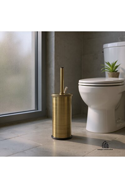 İSAOĞLU YAPI Antique Toilet Brush Brass Bathroom Toilet Brush Holder