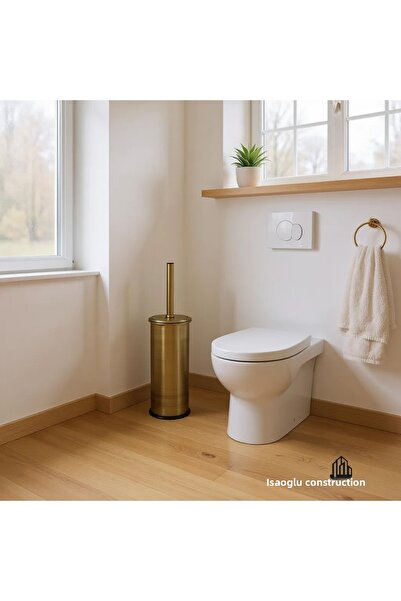 İSAOĞLU YAPI Antique Toilet Brush Brass Bathroom Toilet Brush Holder