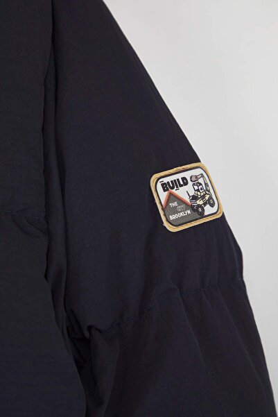 TRENDYOLKIDS Navy Blue Plain/Basic Thick Hooded Regular Unisex Children's Coat Tkdaw26Mo00014