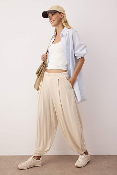 Trendyol Collection Taş More Sustainable Modal Carrot/Baggy Cut Trousers Twoss24Pl00094