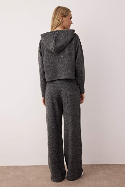 Trendyol Collection Anthracite Knitted Zippered Soft Top and Bottom Set Twoaw26Au00060