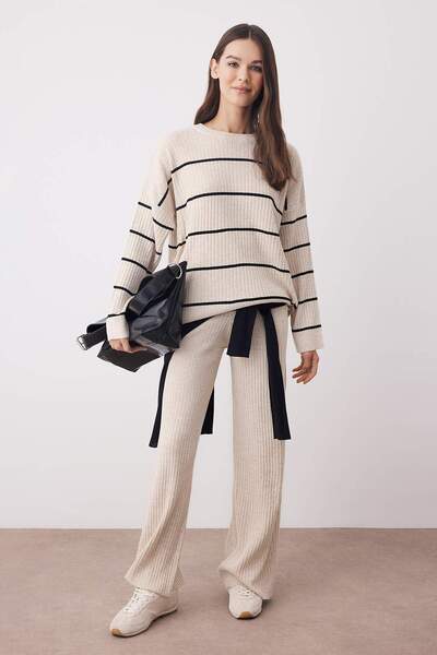 Trendyol Collection Stone*001 Crew Neck Striped Knitwear Bottom - Top Set Twoss20Au0084