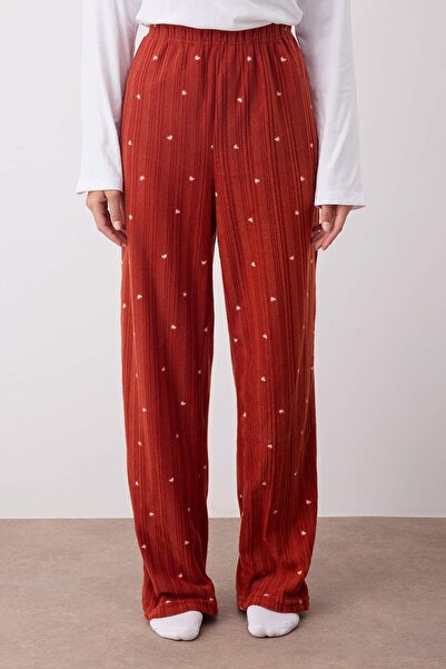 Trendyol Collection Tile Anthracite 2-Pack Heart Fleece Winter Knitted Pajama Bottoms Thmaw25Pj00004