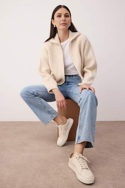 TRENDYOL SHOES Beige Retro Lace-Up Women's Sports Shoes Takaw26Sn00013