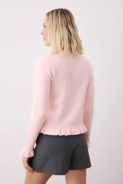 Trendyol Collection Pink Button Detailed Soft Textured Knitwear Cardigan Twoaw26Hi00038
