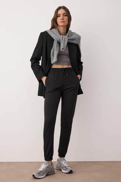 Trendyol Collection Schwarze Basic Jogger Slim Strick-Jogginghose TWOAW21EA0194