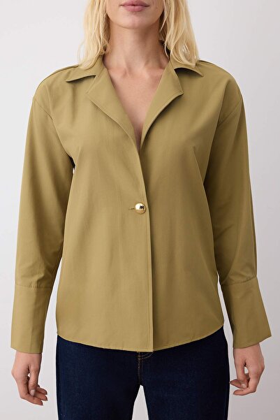 Trendyol Collection Khaki Gold Buckle Detailed Shirt Twoaw26Go00061