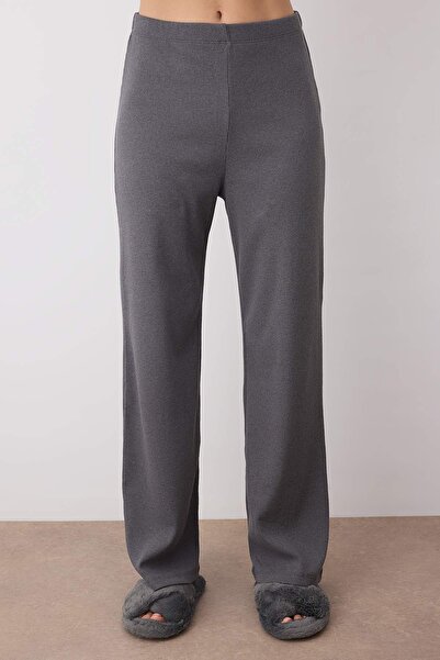 Trendyol Collection Gray Melange Corded Knitted Pajamas Set Thmaw21Pt0684