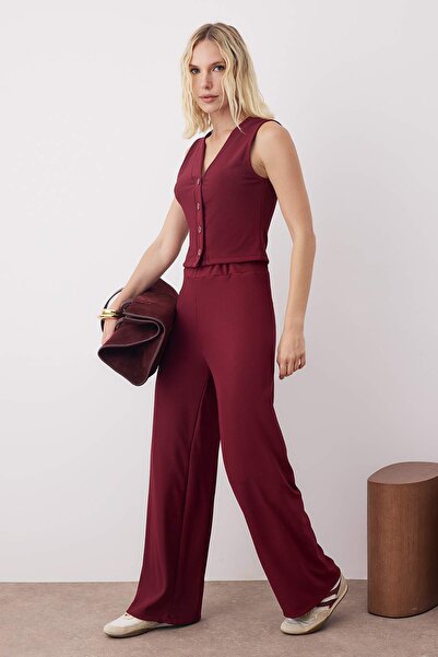 Trendyol Collection Burgundy Knitted Bottom - Top Set Twoss25Au00135