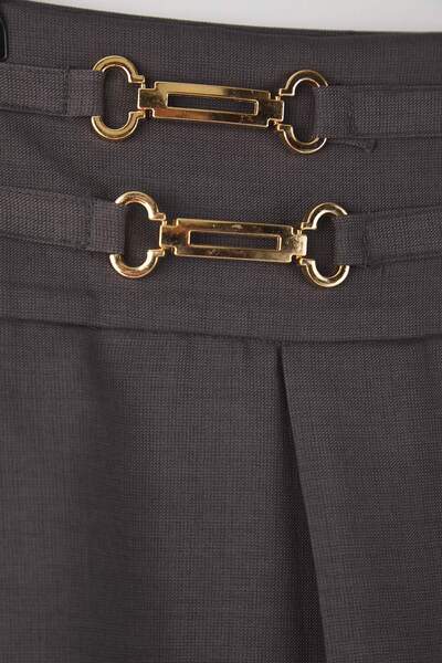 Trendyol Curve Anthracite Accessorized Pleated Mini Woven Plus Size Skirt Tbbaw26Az00014