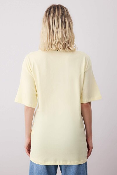 Trendyol Collection Yellow 100% Cotton Tie-Up Detail Crew Neck Short Sleeve Knitted Blouse Twoss25Bz00607