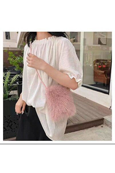 Axesoire NWC-006 İçi Kadife Astarlı Pembe Mini Peluş Çanta