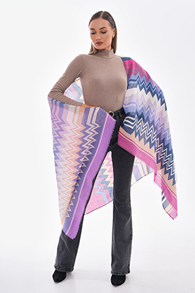 Axesoire 15216 Stripe Patterned Lilac Shawl