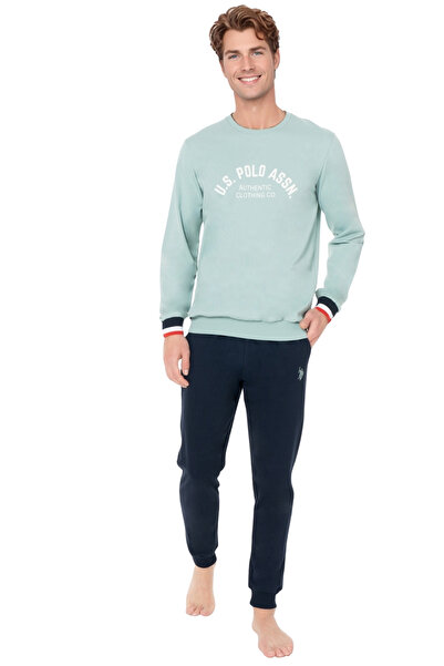 U.S. Polo Assn. Erkek Uzun Kollu Rahat Kesim Pamuklu Pijama Takımı - Mint