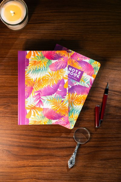 Be Online Hard Cover Leafed Unlined Notebook 14X21 cm - Natural Collection in Purple Orange