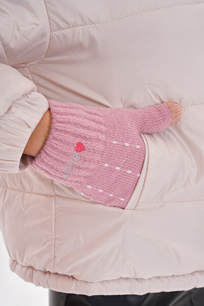 Axesoire 14703 Love Embroidered Touch Double Layer Pink Gloves