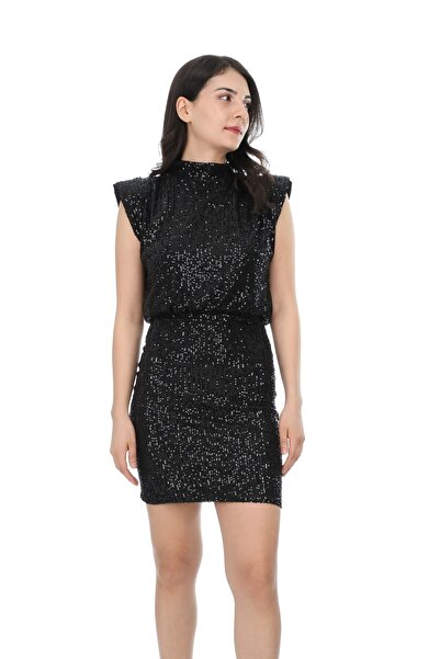 ElifNaz siyah mini payet elbise