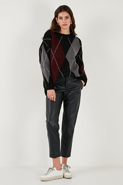 Lela Oversize Fit Bisiklet Yaka Baklava Desenli Kazak KAZAK 4615578