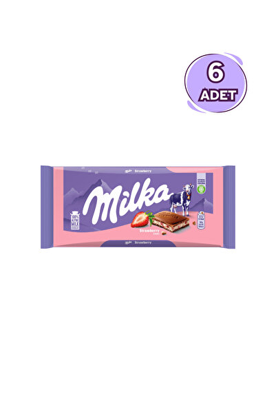 Milka Çilekli Yoğurtlu Tablet Çikolata 100 gr - 6 Adet