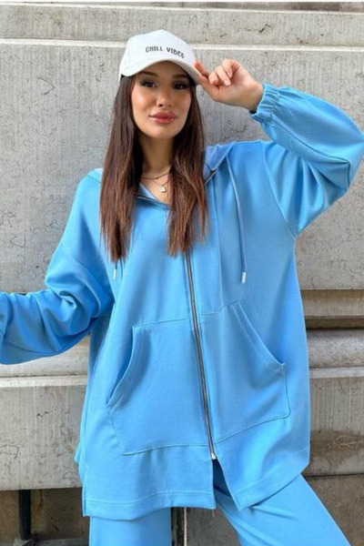 Mogi Butik Γυναικείο Modal χτενισμένο βαμβακερό μεγάλο μέγεθος με κουκούλα με καλυμμένη κεφαλή τουνίκ 3093