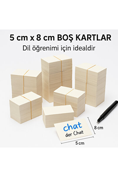 OzmeralBaskı Boş Kartvizit Boy – 50 Adet – 8x5 cm Kalın Not Kağıdı – Yazı ve ...