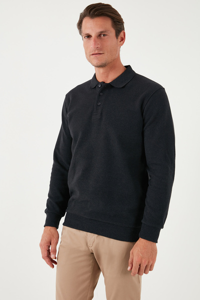 Buratti Cotton Blend Regular Fit Polo Collar Sweater Men's Polo Collar Sweater 456223