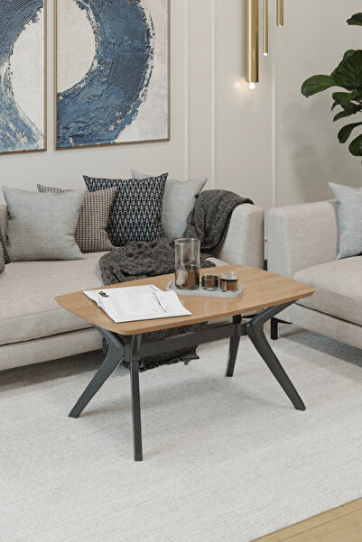 PLASMOB 55x90 Ceviz-Siyah Orta Sehpa Oturma Odası Sehpa-Salon Sehpa Zen Model