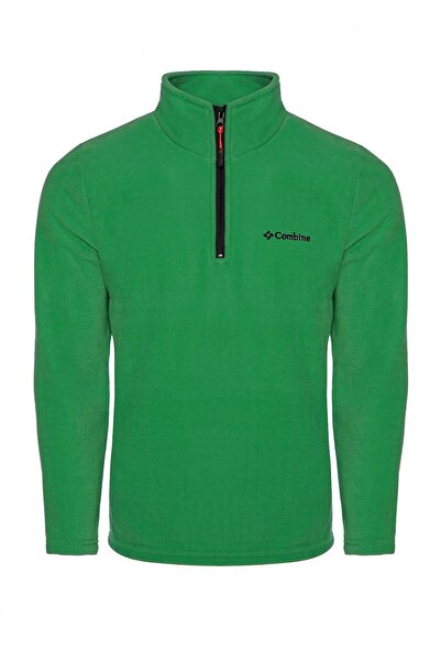 COMBİNE MİCHAİL Men's Fleece Green Color Half Zipper Bato Collar Outdoor Fleece