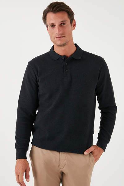 Buratti Cotton Blend Regular Fit Polo Collar Sweater Men's Polo Collar Sweater 456223