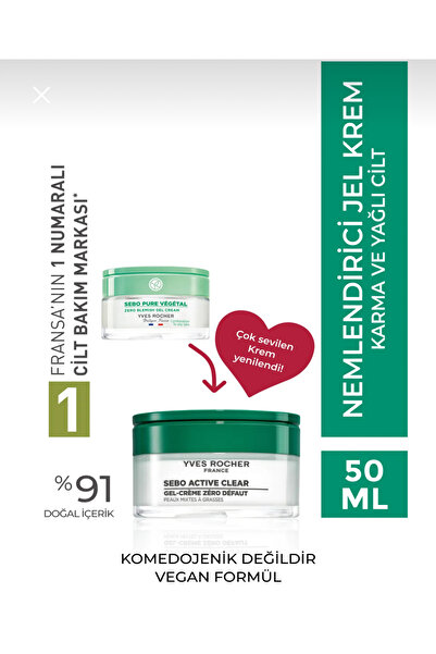 Yves Rocher Karma Ve Yağlı Ciltler Için Sebo Vegetal Jel Krem - Çinko & Salis...