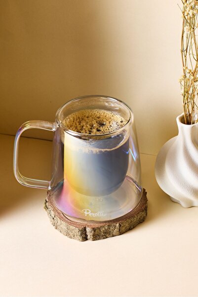 Perotti Cidar Colors Heat Resistant Double Walled Glass Cup with Handle 250 ml