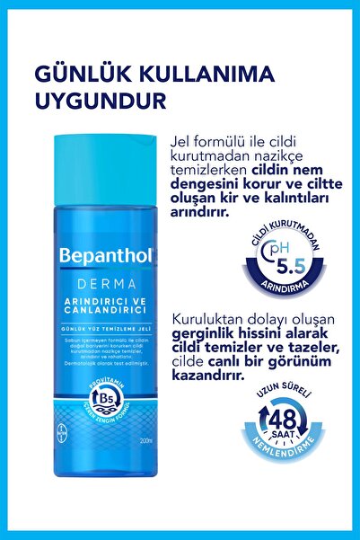 Bepanthol Derma Arındırıcı ve Canlandırıcı Günlük Yüz Temizleme Jeli 200 ml