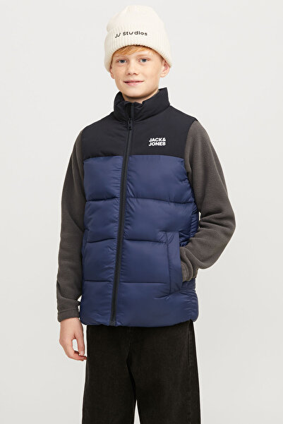 Jack & Jones JJETOBY BODYWARMER COLLAR Lacivert Erkek Çocuk Yelek