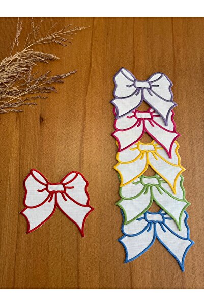 Smiling Home 6 Pieces Linen Soft Colored Bow Model Cocktail Presentation Napkins