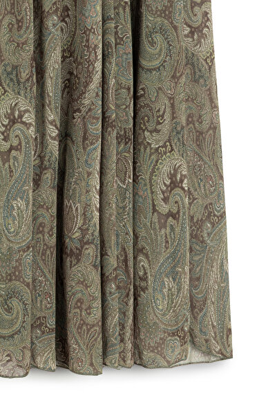 praye Etnikai mintás sifon szoknya zöld