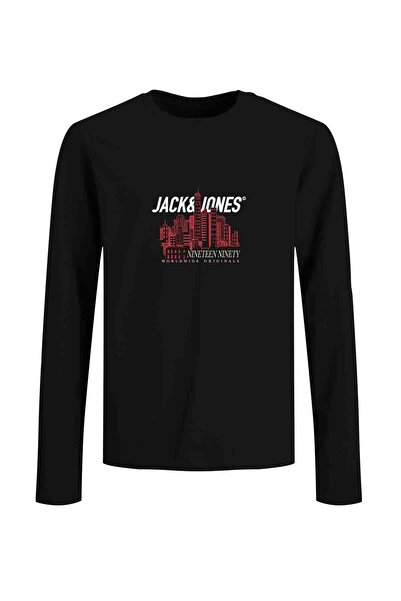 Jack & Jones JORYORK TEE LS CREW NECK Черна мъжка тениска с къс ръкав