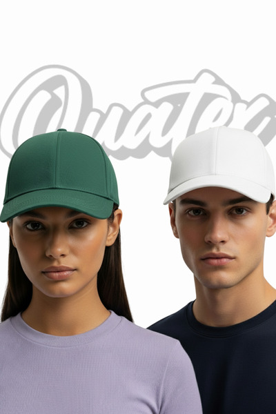 QUATEX Basic Hat 2 Pack – Λευκό - Πράσινο 100% βαμβάκι Gabardine Unisex Μοντέλο
