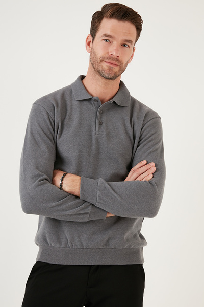 Buratti Cotton Blend Regular Fit Polo Collar Sweater Men's Polo Collar Sweater 456223