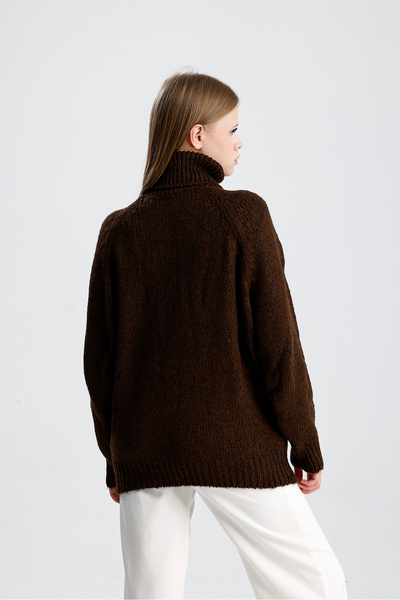 Figo Pulover din tricot cu mâneci raglan cu gât roscat