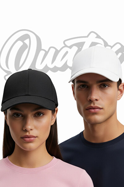 QUATEX قبعة أساسية مكونة من قطعتين – أسود – أبيض 100% قطن جبردين موديل للجنسين