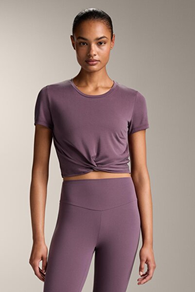 Oysho Modal blend short-sleeved knot T-shirt