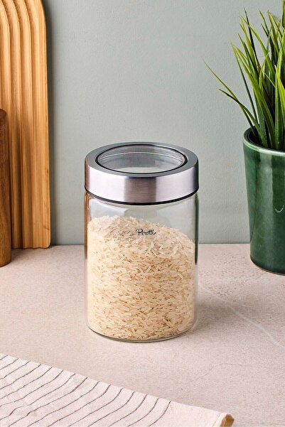 Perotti Cassetto 900 ml Stainless Steel Borosilicate Glass Jar with Lid 10X15 cm